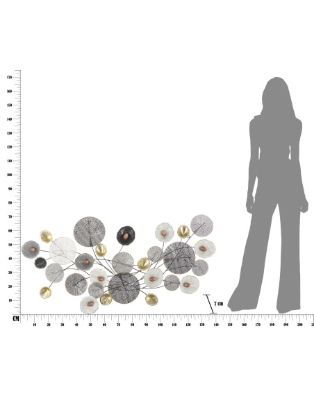 Grande déco murale Fleurs abstraites 157x66 en Métal Multicolore Grid 