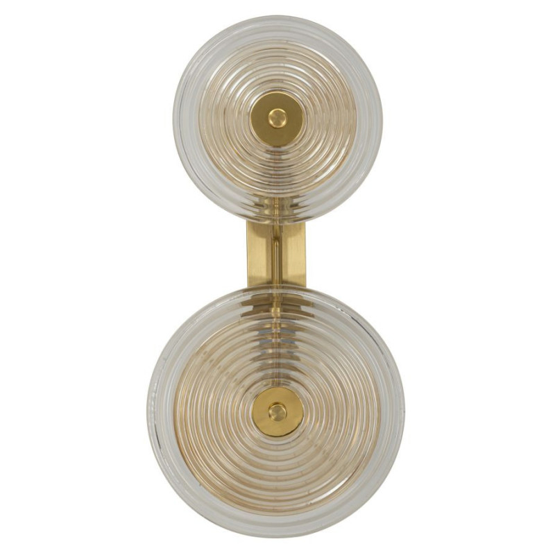Applique murale moderne chic 2 lampes Hauteur 52 cm en Verre Semi-transparent Ambré Métal Doré Venice 