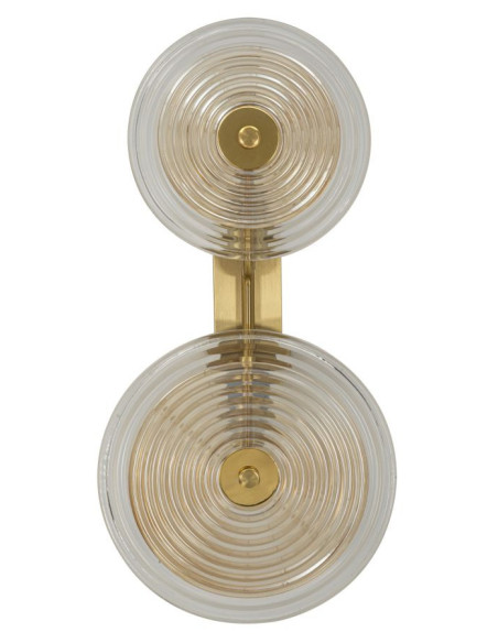 Applique murale moderne chic 2 lampes Hauteur 52 cm en Verre Semi-transparent Ambré Métal Doré Venice 