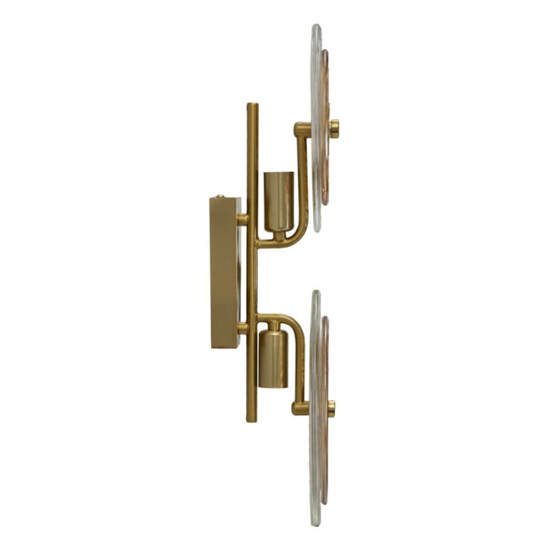 Applique murale moderne chic 2 lampes Hauteur 52 cm en Verre Semi-transparent Ambré Métal Doré Venice 