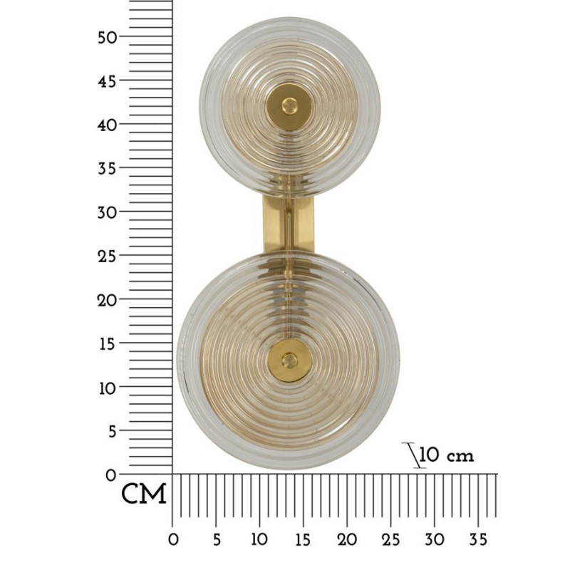 Applique murale moderne chic 2 lampes Hauteur 52 cm en Verre Semi-transparent Ambré Métal Doré Venice 