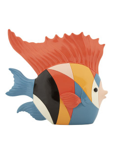 Statuette déco originale Poisson 28 cm en Résine Motif abstrait coloré Rubic 