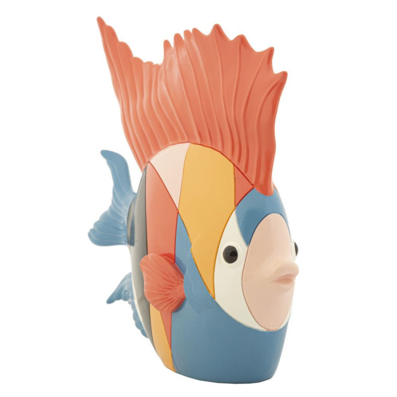 Statuette déco originale Poisson 28 cm en Résine Motif abstrait coloré Rubic 