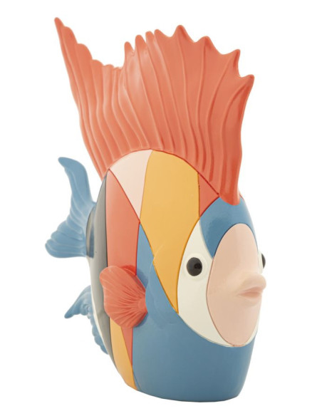 Statuette déco originale Poisson 28 cm en Résine Motif abstrait coloré Rubic 