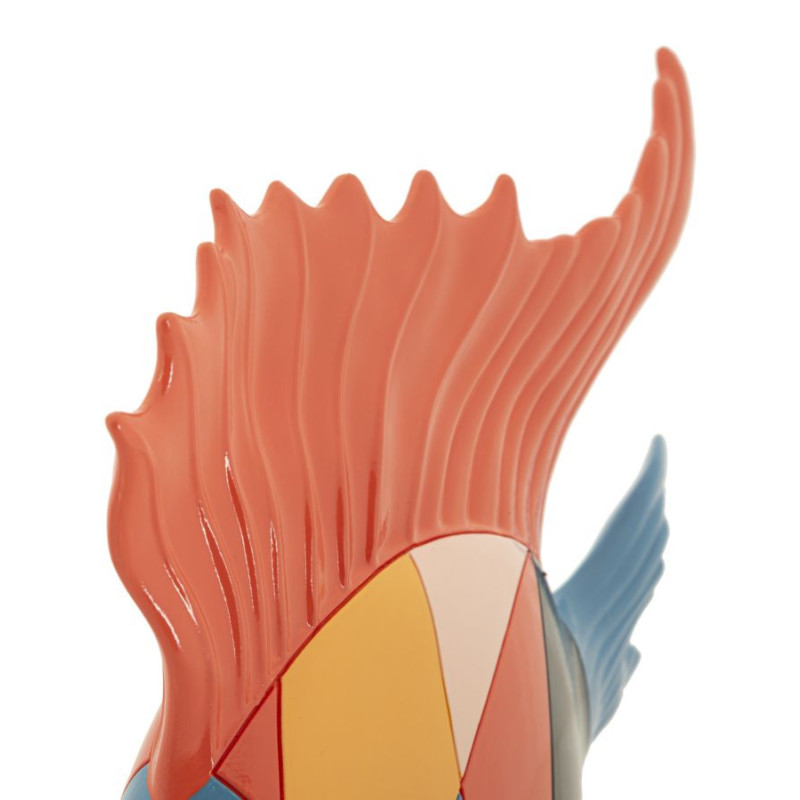Statuette déco originale Poisson 28 cm en Résine Motif abstrait coloré Rubic 