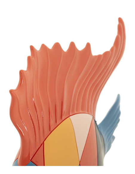 Statuette déco originale Poisson 28 cm en Résine Motif abstrait coloré Rubic 