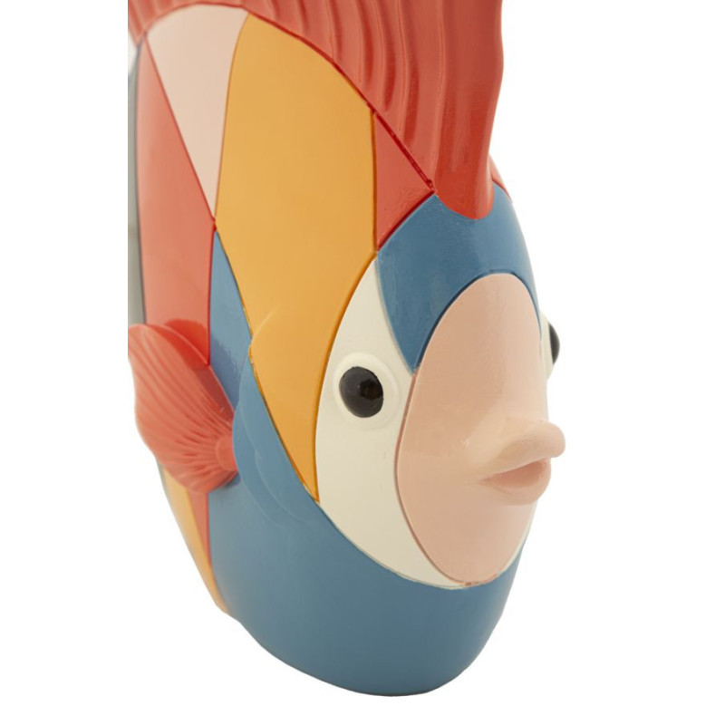 Statuette déco originale Poisson 28 cm en Résine Motif abstrait coloré Rubic 