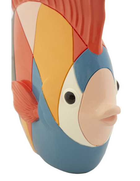 Statuette déco originale Poisson 28 cm en Résine Motif abstrait coloré Rubic 