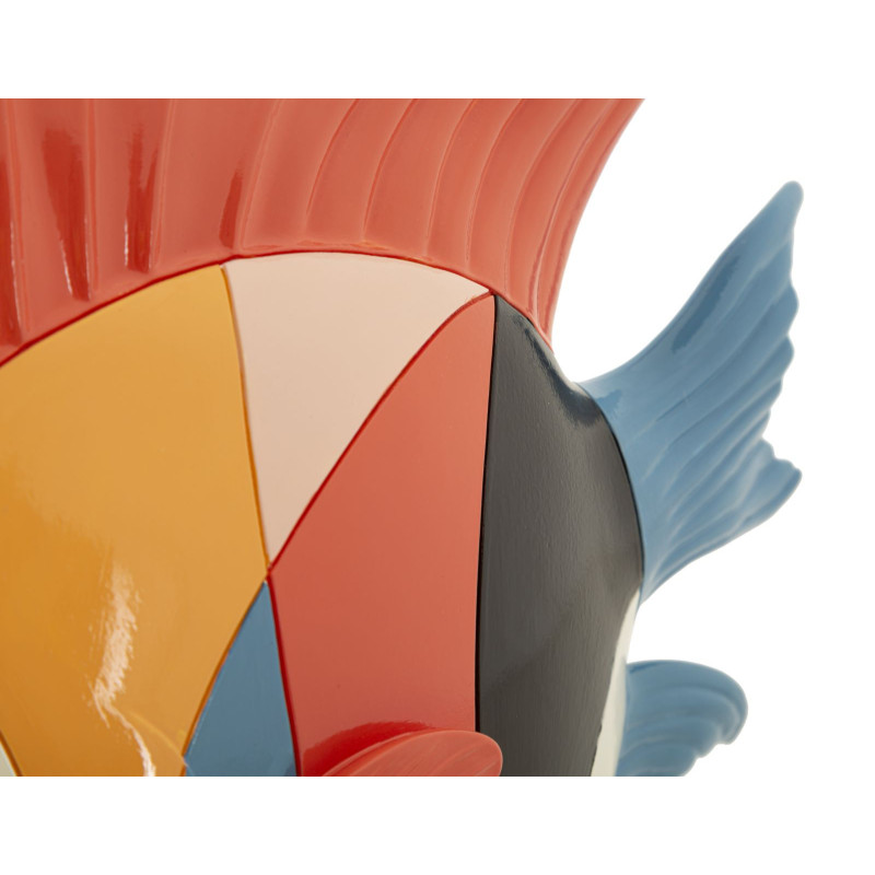 Statuette déco originale Poisson 28 cm en Résine Motif abstrait coloré Rubic 