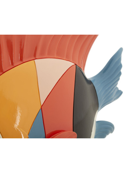 Statuette déco originale Poisson 28 cm en Résine Motif abstrait coloré Rubic 
