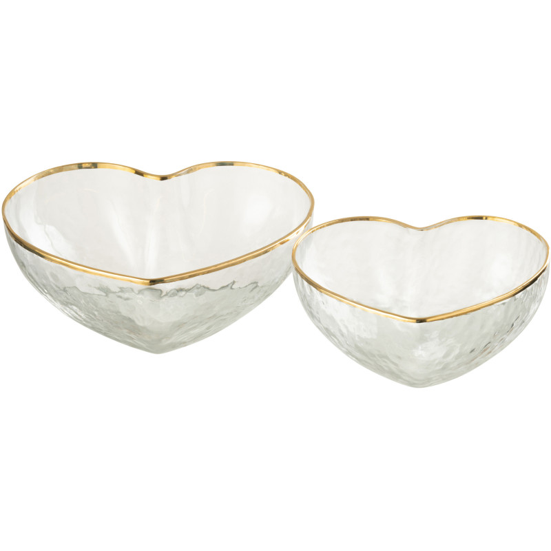 Bol à apéritif Coeur en Verre Doré Transparent Mirilla (Lot de 2) - 1