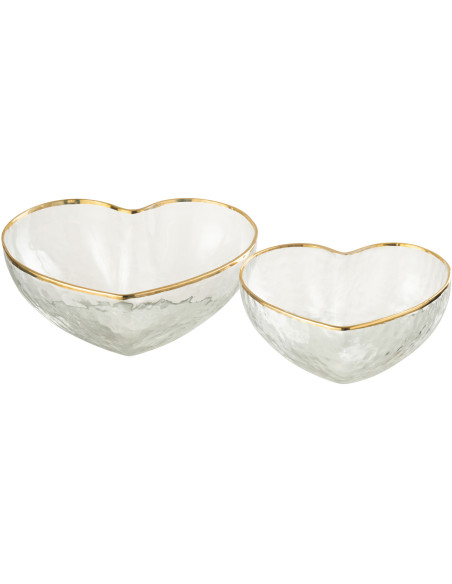 Bol à apéritif Coeur en Verre Doré Transparent Mirilla (Lot de 2) - 1