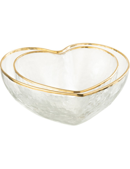 Bol à apéritif Coeur en Verre Doré Transparent Mirilla (Lot de 2) - 2