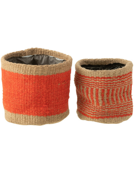 Cache-pot Rond en Jute Naturel Orange Kyler (Lot de 2) - 1