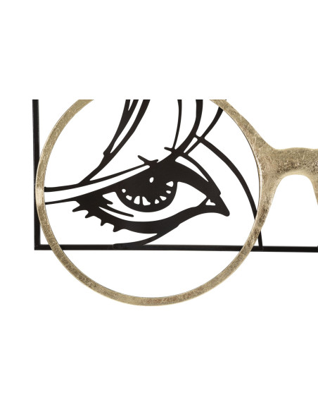 Grande déco murale moderne Clin d'oeil 89x41 en Métal Noir Doré Eyewear 