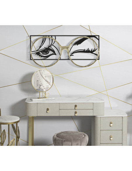 Grande déco murale moderne Clin d'oeil 89x41 en Métal Noir Doré Eyewear 