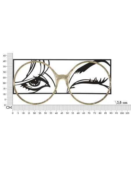 Grande déco murale moderne Clin d'oeil 89x41 en Métal Noir Doré Eyewear 