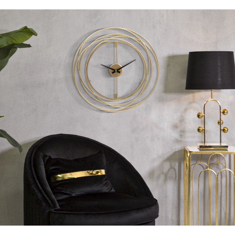Horloge murale moderne ronde 50 cm en Métal Doré Strips Mauro Ferretti - 5