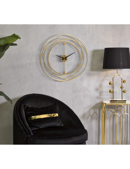 Horloge murale moderne ronde 50 cm en Métal Doré Strips Mauro Ferretti - 5