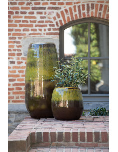 Plante artificielle Olivier Hauteur 60 cm en Plastique Vert avec pot ciment - 2