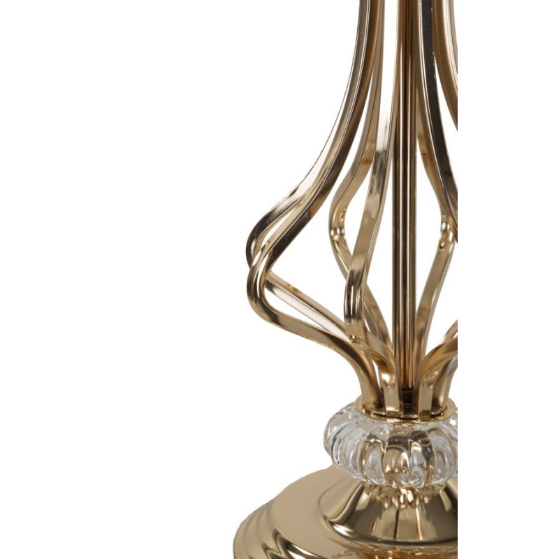 Grande Lampe à poser moderne Plumes Hauteur 54 cm en Tissu Blanc Métal Doré Tarty 