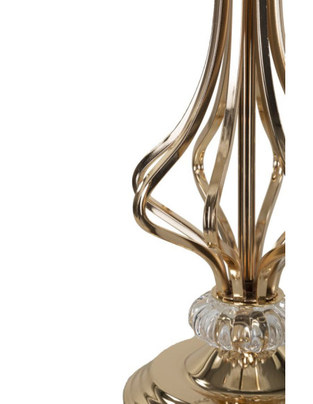 Grande Lampe à poser moderne Plumes Hauteur 54 cm en Tissu Blanc Métal Doré Tarty 