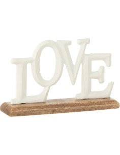 Objet déco à poser 20 cm en Métal Blanc Bois Naturel Love - 1