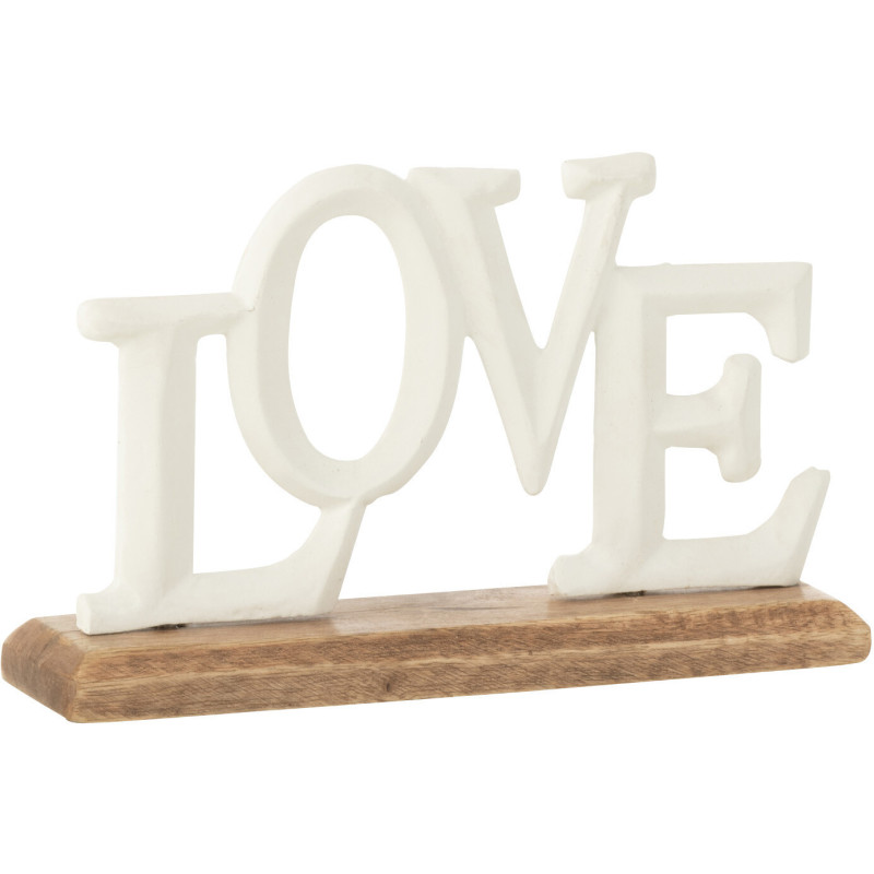 Objet déco à poser 20 cm en Métal Blanc Bois Naturel Love - 1