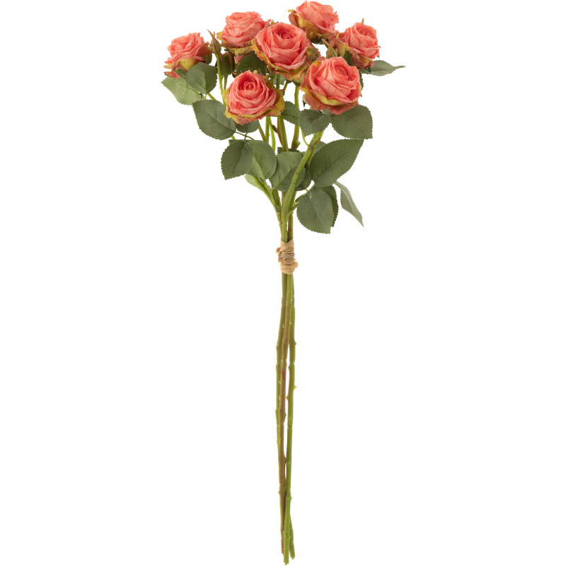 Bouquet de 12 fleurs artificielles Rose Hauteur 60 cm en Plastique Rose Vert - 1
