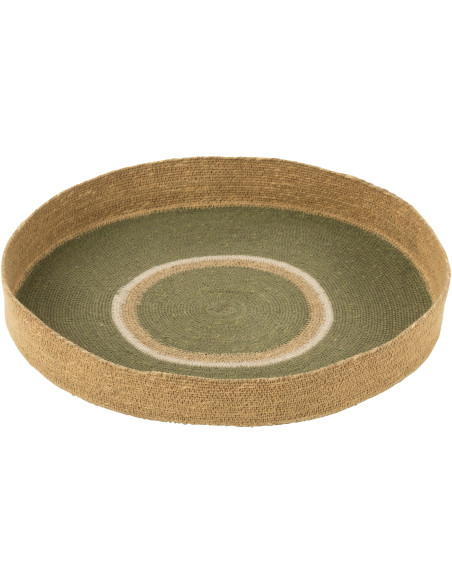 Plateau déco Rond 50 cm en Jonc de mer Vert Naturel Vanda - 1