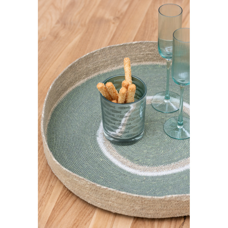 Plateau déco Rond 50 cm en Jonc de mer Vert Naturel Vanda - 3