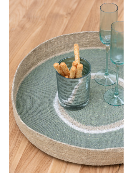Plateau déco Rond 50 cm en Jonc de mer Vert Naturel Vanda - 3