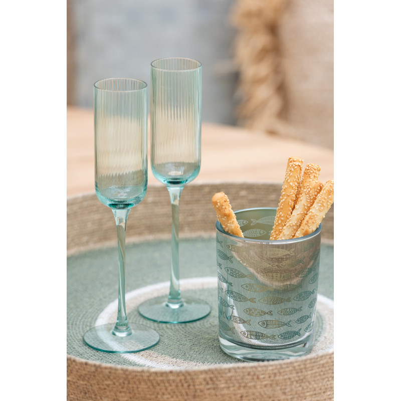 Plateau déco Rond 50 cm en Jonc de mer Vert Naturel Vanda - 4