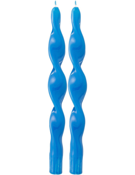 Bougie Torsade en Bleu 3 heures Hauteur 26 cm Santana (Lot de 2) - 1