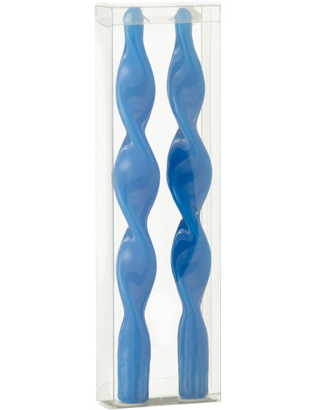 Bougie Torsade en Bleu 3 heures Hauteur 26 cm Santana (Lot de 2) - 2