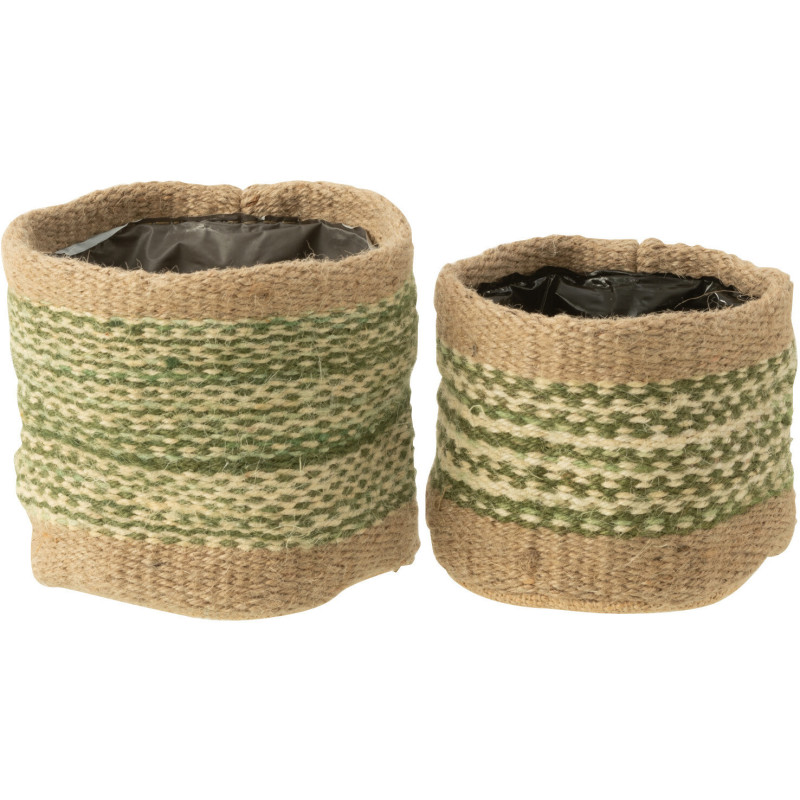 Cache-pot Rond en Jute Naturel Vert Kyler (Lot de 2) - 1