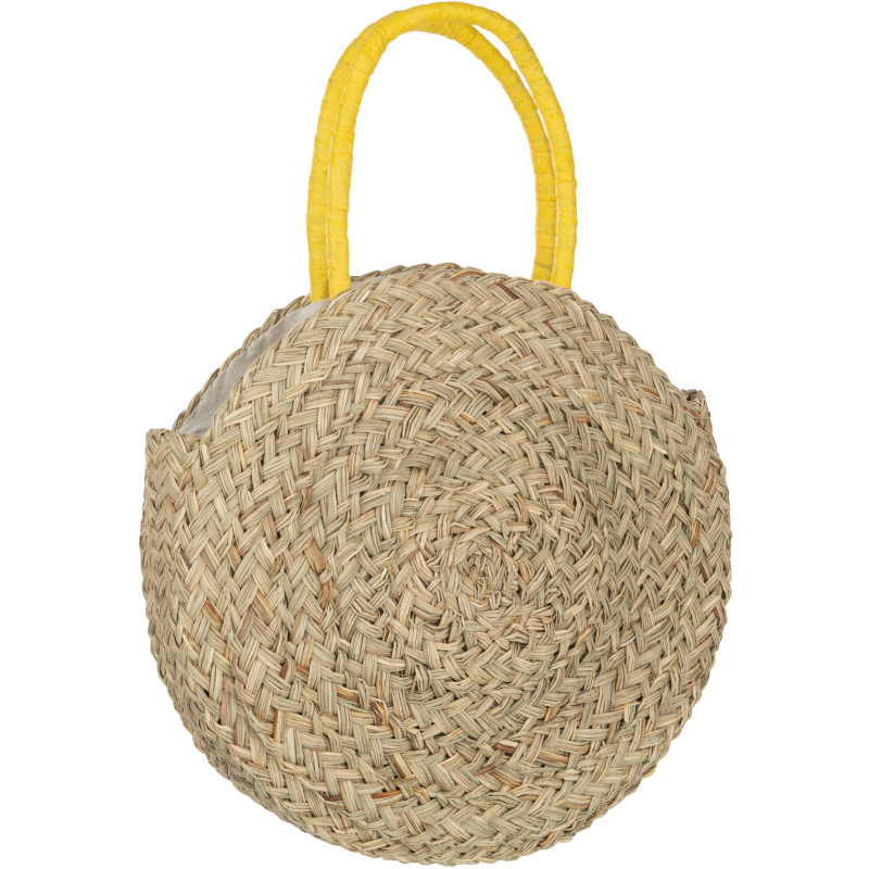 Sac de plage Rond 40 cm en Jonc de mer Naturel Jaune Carlene - 2