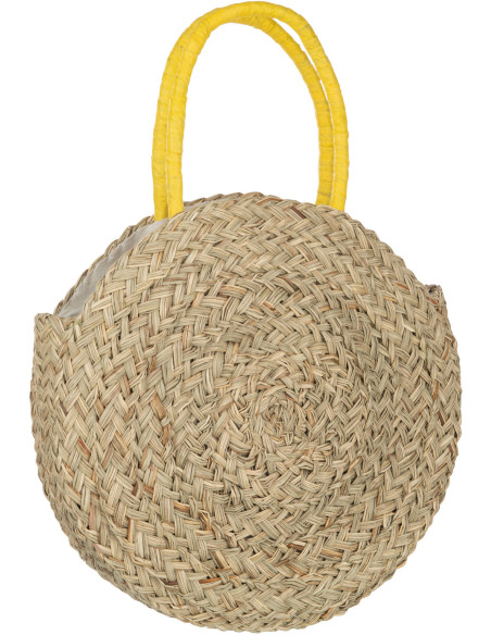 Sac de plage Rond 40 cm en Jonc de mer Naturel Jaune Carlene - 2