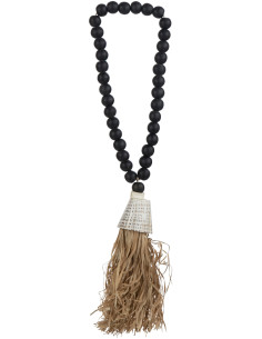 Décoration murale à suspendre Collier Hauteur 50 cm en Coquillage Raphia Naturel avec perles Jessa - 1