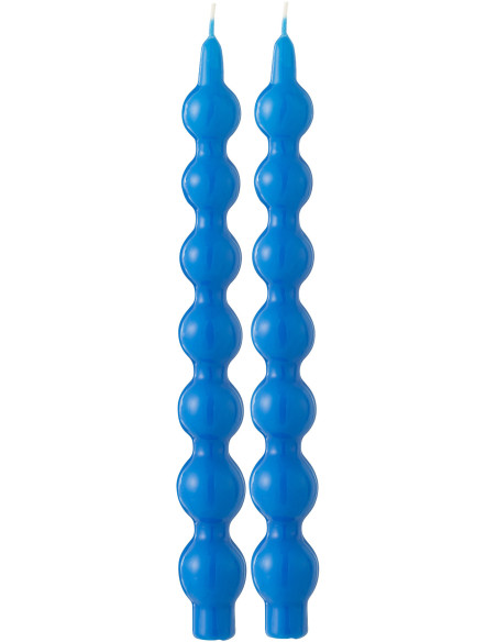 Bougie Calebasse en Bleu 5 heures Hauteur 30 cm Santana (Lot de 2) - 1