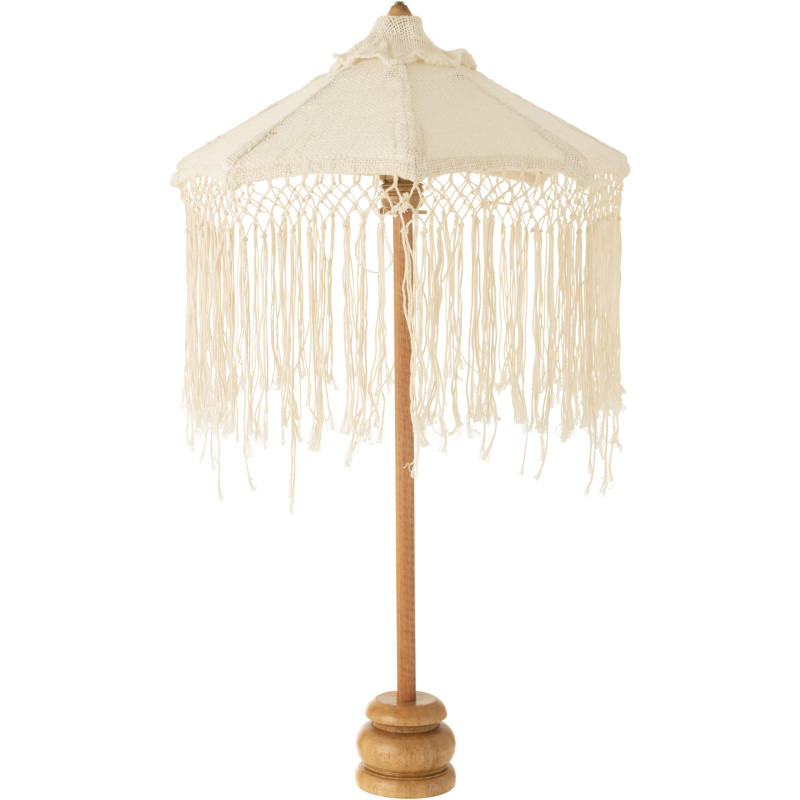 Parasol Rond 50x50 cm en Bois Naturel Tumangal Blanc Mateo - 1