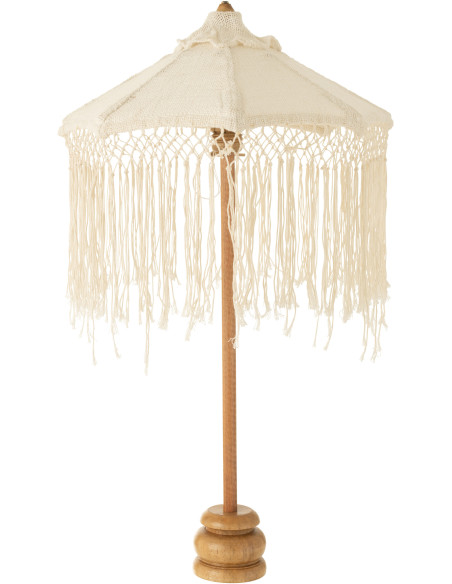 Parasol Rond 50x50 cm en Bois Naturel Tumangal Blanc Mateo - 1