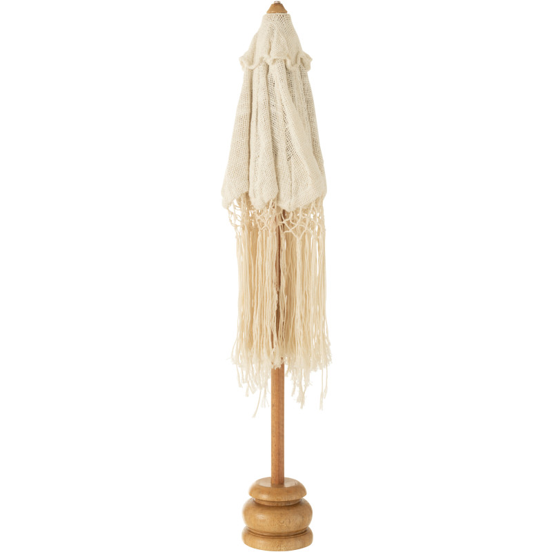 Parasol Rond 50x50 cm en Bois Naturel Tumangal Blanc Mateo - 2