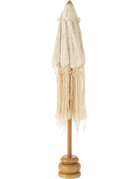 Parasol Rond 50x50 cm en Bois Naturel Tumangal Blanc Mateo - 2