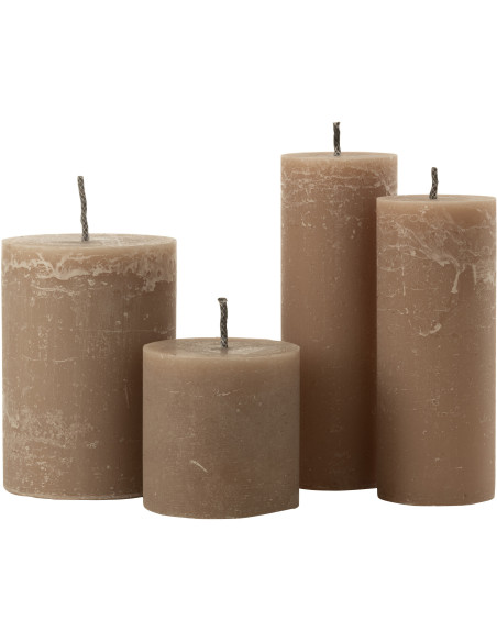 Bougie d'extérieur Pilier en Taupe 50 heures Hauteur 28 cm J-Line - 2