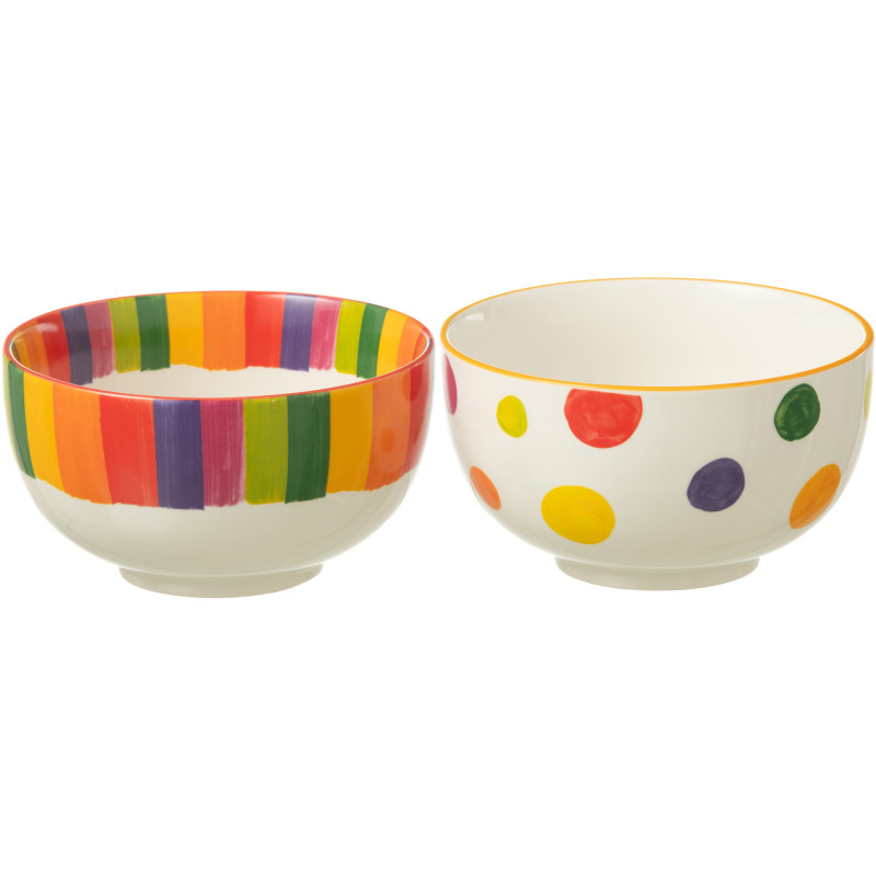 Bol à apéritif Rond 14 cm en Porcelaine Motif pois et lignes Polka (Lot de 4) - 1