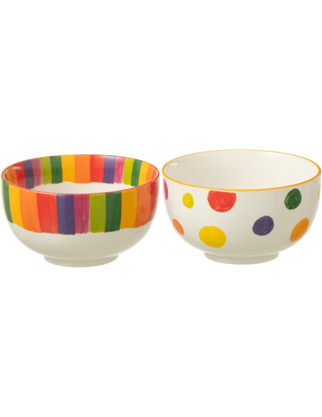Bol à apéritif Rond 14 cm en Porcelaine Motif pois et lignes Polka (Lot de 4) - 1