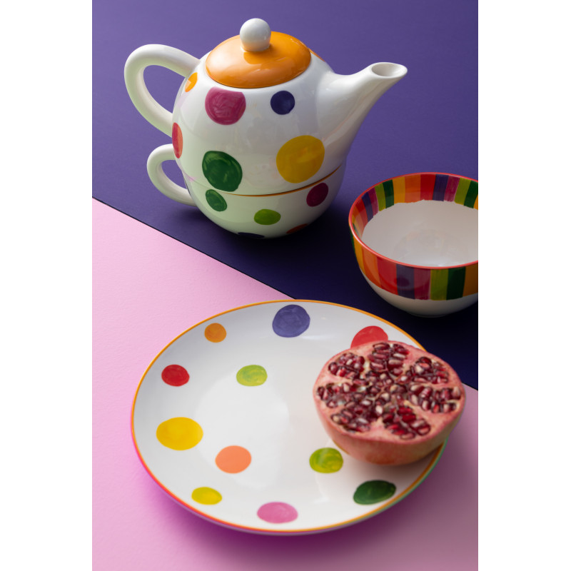 Bol à apéritif Rond 14 cm en Porcelaine Motif pois et lignes Polka (Lot de 4) - 3