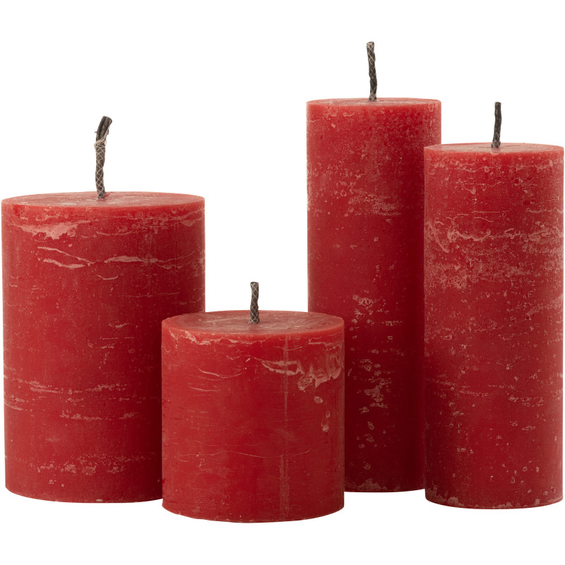 Bougie d'extérieur Pilier en Rouge 50 heures Hauteur 28 cm J-Line - 2