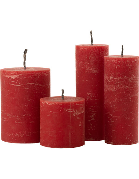 Bougie d'extérieur Pilier en Rouge 50 heures Hauteur 28 cm J-Line - 2